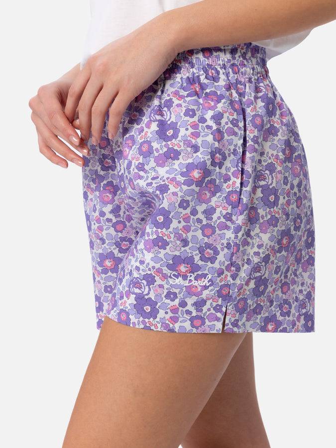 Mc2 Saint Barth Pantaloncini pull up da donna Betsy in cotone Meave | REALIZZATO CON TESSUTO LIBERTY Sottocosto