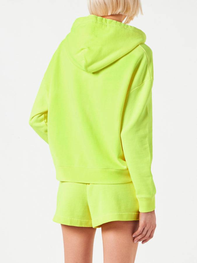 Mc2 Saint Barth Felpa giallo fluo con cappuccio con ricamo St. Barth Acquista Ora
