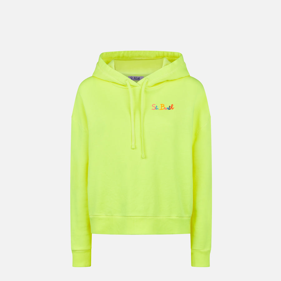 Mc2 Saint Barth Felpa giallo fluo con cappuccio con ricamo St. Barth Acquista Ora