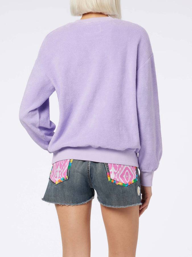 Mc2 Saint Barth Felpa da donna Stardust in spugna di cotone lilla Fino al 55% di sconto