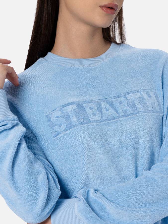 Mc2 Saint Barth Felpa da donna Stardust di cotone spugna di colore azzurro Discount Store per i nuovi prodotti