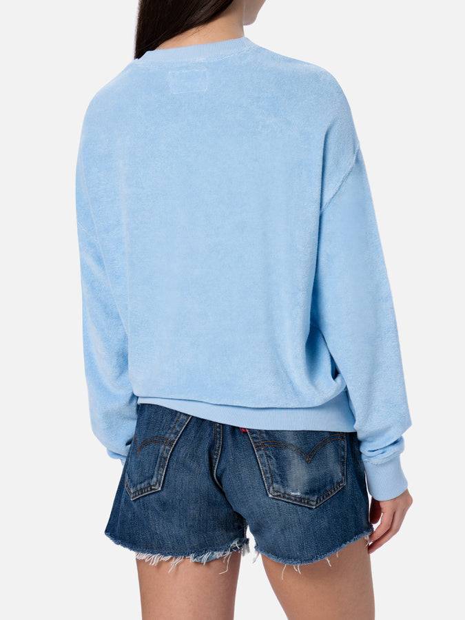 Mc2 Saint Barth Felpa da donna Stardust di cotone spugna di colore azzurro Discount Store per i nuovi prodotti