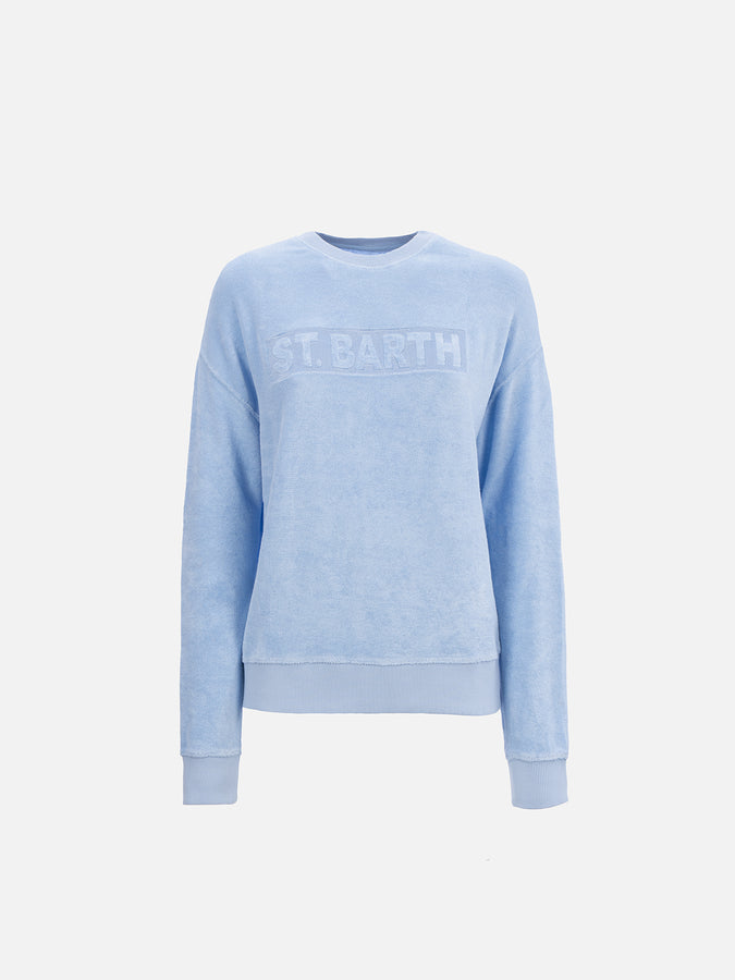Mc2 Saint Barth Felpa da donna Stardust di cotone spugna di colore azzurro Discount Store per i nuovi prodotti