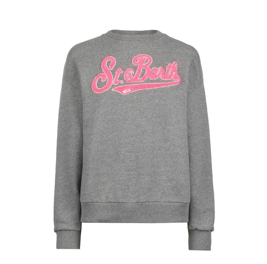 Mc2 Saint Barth Felpa da donna in felpa con logo in spugna rosa Italia