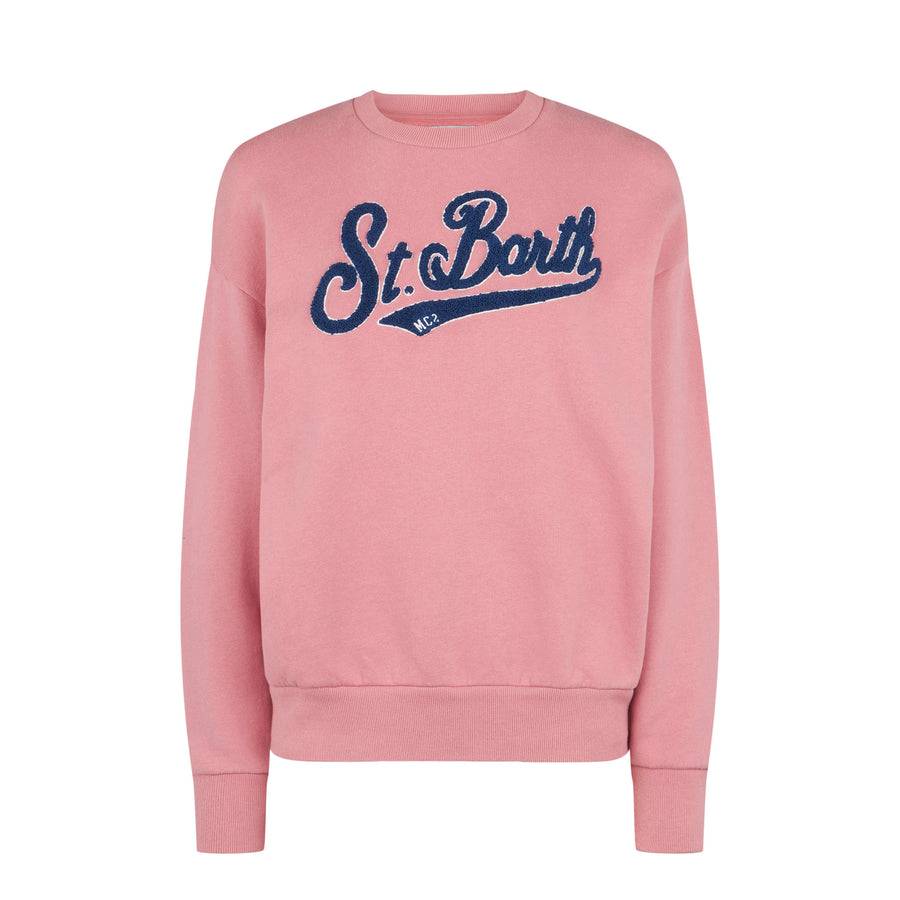 Mc2 Saint Barth Felpa da donna rosa in felpa con logo in spugna 2025
