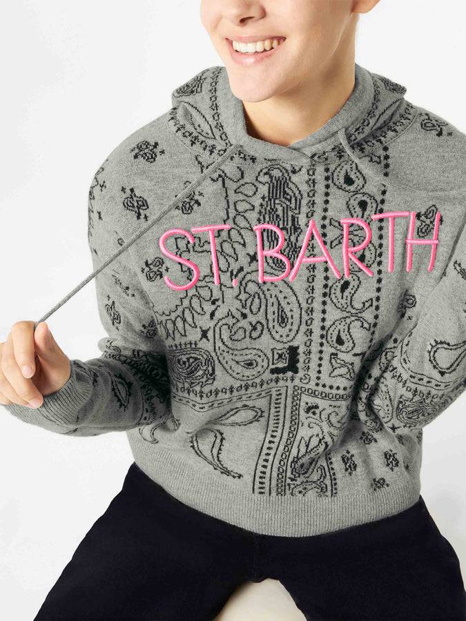 Mc2 Saint Barth Felpa corta da donna in maglia con stampa bandana Soddisfazione Garantita
