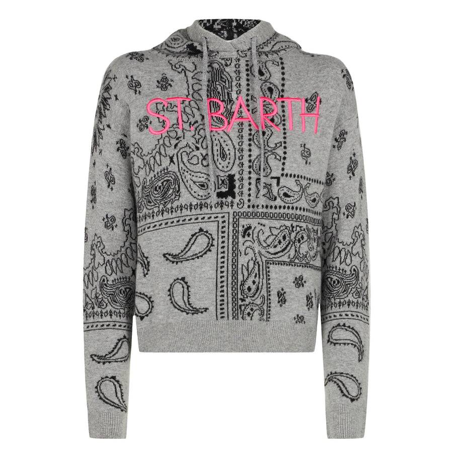 Mc2 Saint Barth Felpa corta da donna in maglia con stampa bandana Soddisfazione Garantita
