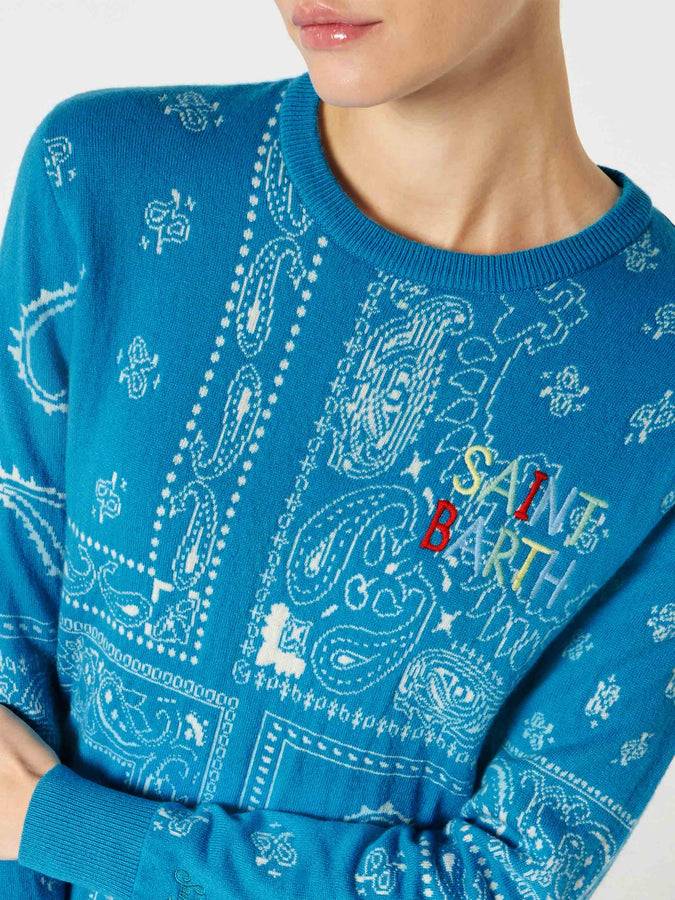 Mc2 Saint Barth Maglia da donna con stampa bandana e ricamo Saint Barth Negozi Online