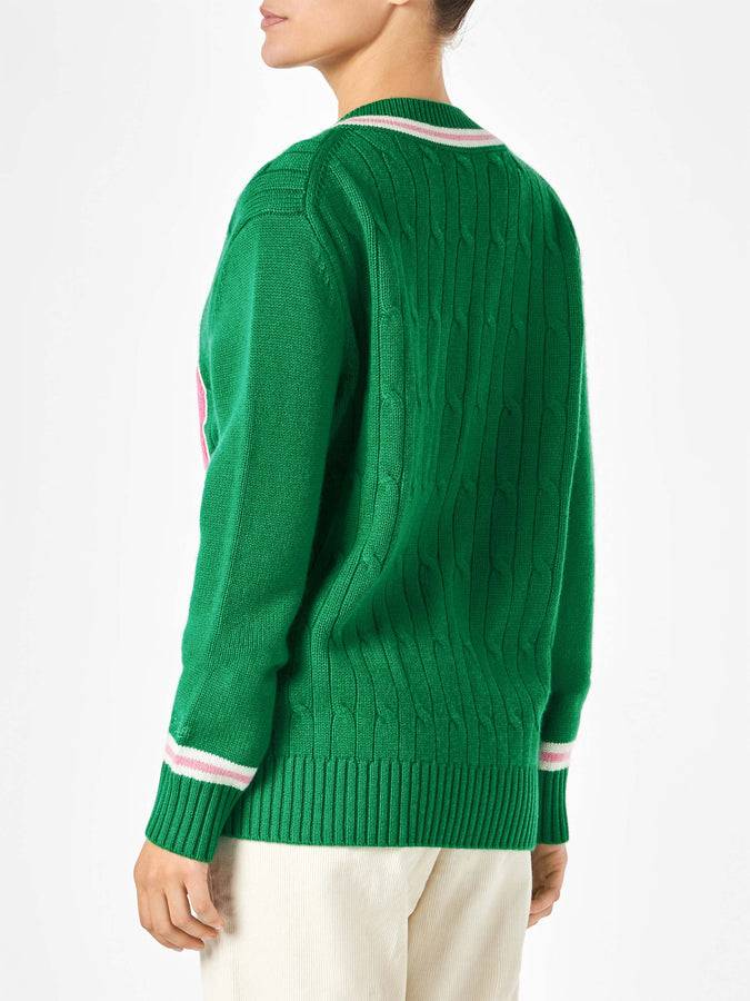 Mc2 Saint Barth Maglia da donna scollo a v intrecciata con patch Shopping Online