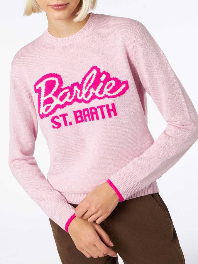 Mc2 Saint Barth Maglia da donna girocollo rosa con stampa Barbie | EDIZIONE SPECIALE BARBIE Prezzo Ridotto