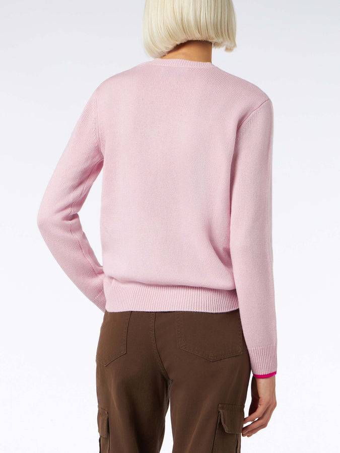 Mc2 Saint Barth Maglia da donna girocollo rosa con stampa Barbie | EDIZIONE SPECIALE BARBIE Prezzo Ridotto