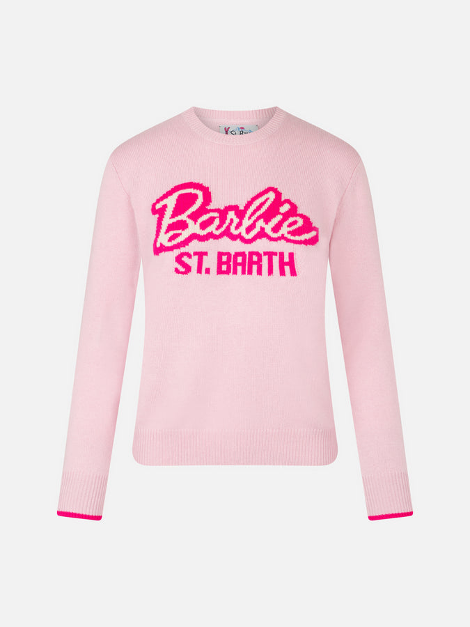 Mc2 Saint Barth Maglia da donna girocollo rosa con stampa Barbie | EDIZIONE SPECIALE BARBIE Prezzo Ridotto