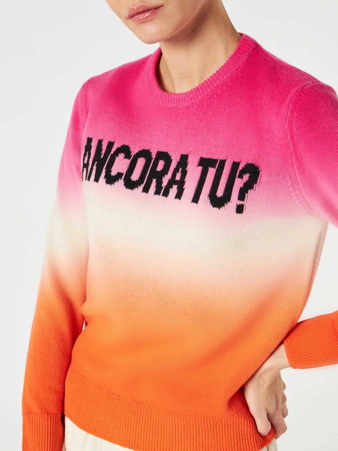 Mc2 Saint Barth Maglia da donna fucsia e arancio degradé con scritta Ancora tu Presa