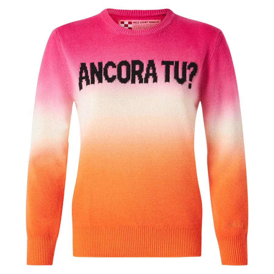 Mc2 Saint Barth Maglia da donna fucsia e arancio degradé con scritta Ancora tu Presa