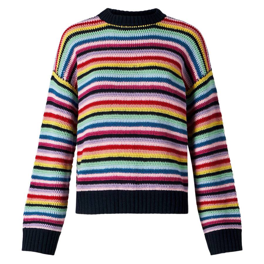 Mc2 Saint Barth Maglia da donna all'uncinetto a righe multicolore Offerta