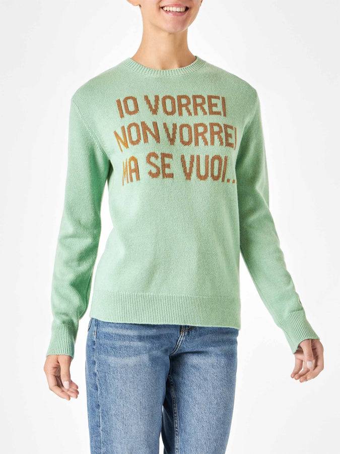 Mc2 Saint Barth Maglia da donna verde con stampa jacquard | EDIZIONE SPECIALE DI NIKI DJ In Vendita