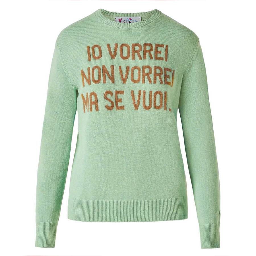 Mc2 Saint Barth Maglia da donna verde con stampa jacquard | EDIZIONE SPECIALE DI NIKI DJ In Vendita