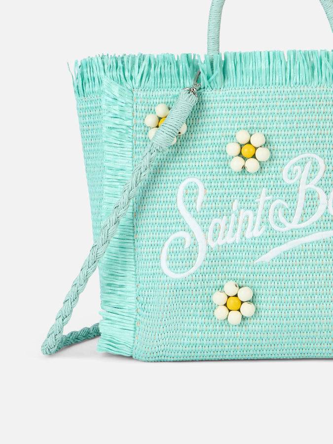 Mc2 Saint Barth Water green Colette Straw handbag with flower wood beads embellishment Hotsell