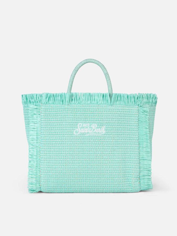 Mc2 Saint Barth Water green Colette Straw handbag with flower wood beads embellishment Hotsell