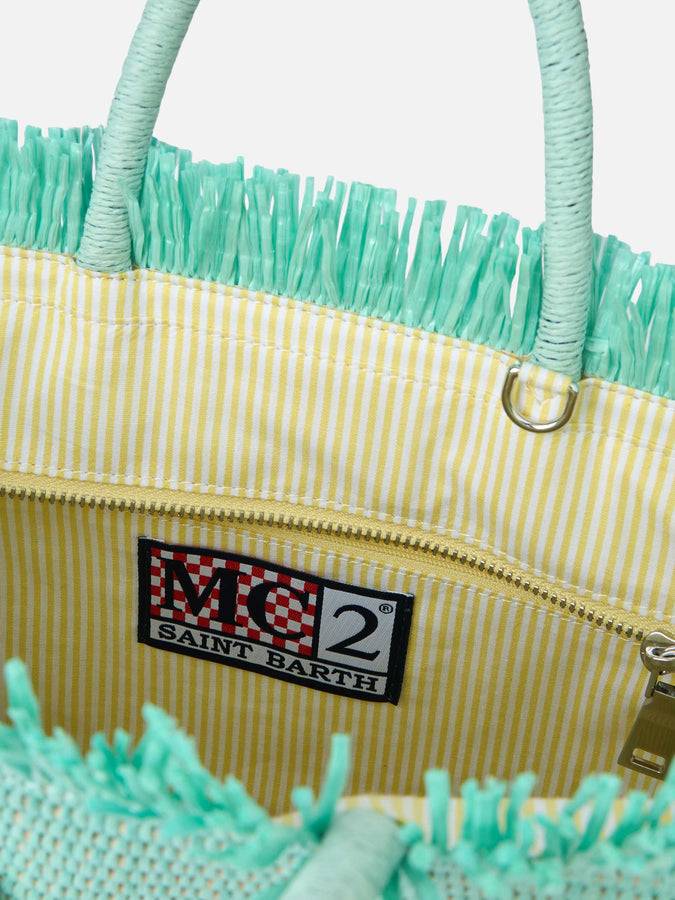 Mc2 Saint Barth Water green Colette Straw handbag with flower wood beads embellishment Hotsell