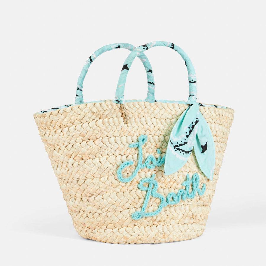 Mc2 Saint Barth Small straw bag Kylie with embroidery and paisley handles Vendita Economica