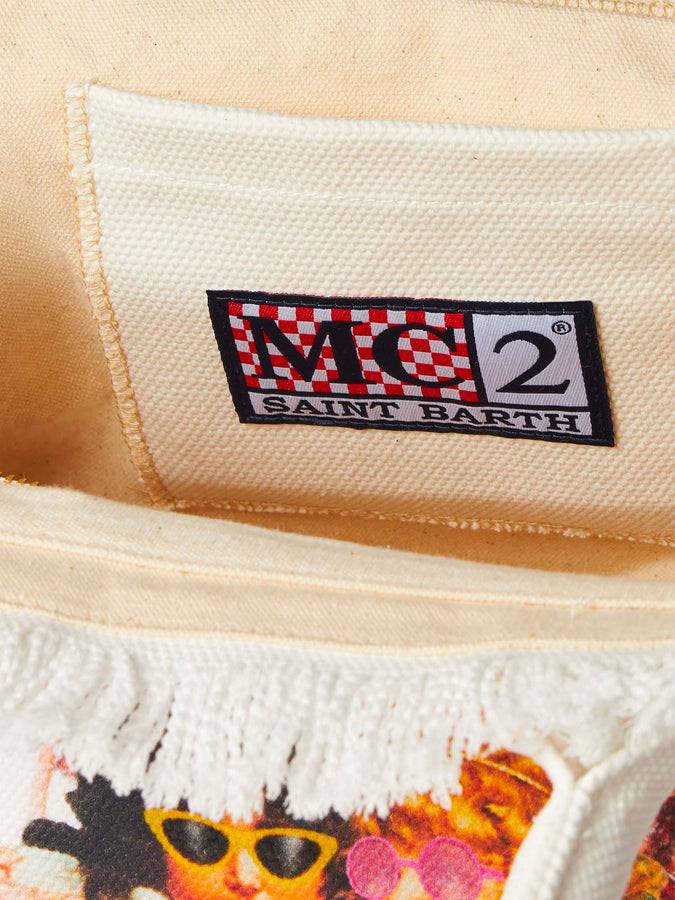 Mc2 Saint Barth Borsa a mano Colette in tela di cotone bianca con stampa Angeli Fiorucci | FIORUCCI SPECIAL EDITION Negozio