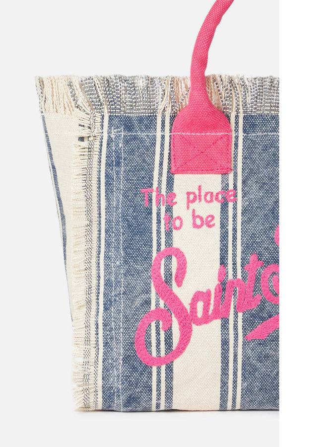 Mc2 Saint Barth Cotton canvas Colette handbag with striped print In Saldo