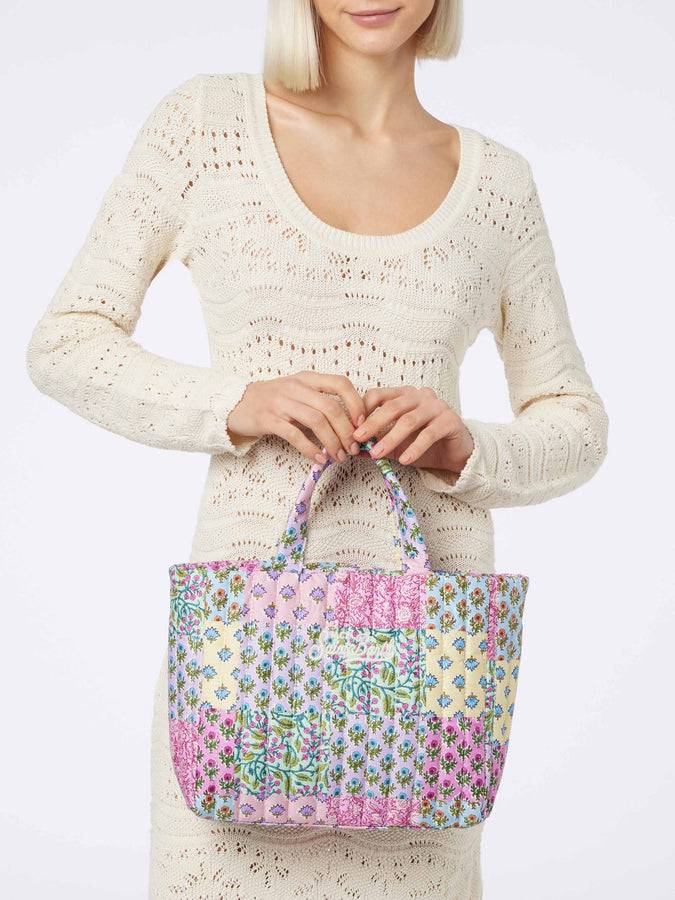Mc2 Saint Barth Borsa Soft Tote Mid trapuntata a fiori multicolore Vendita