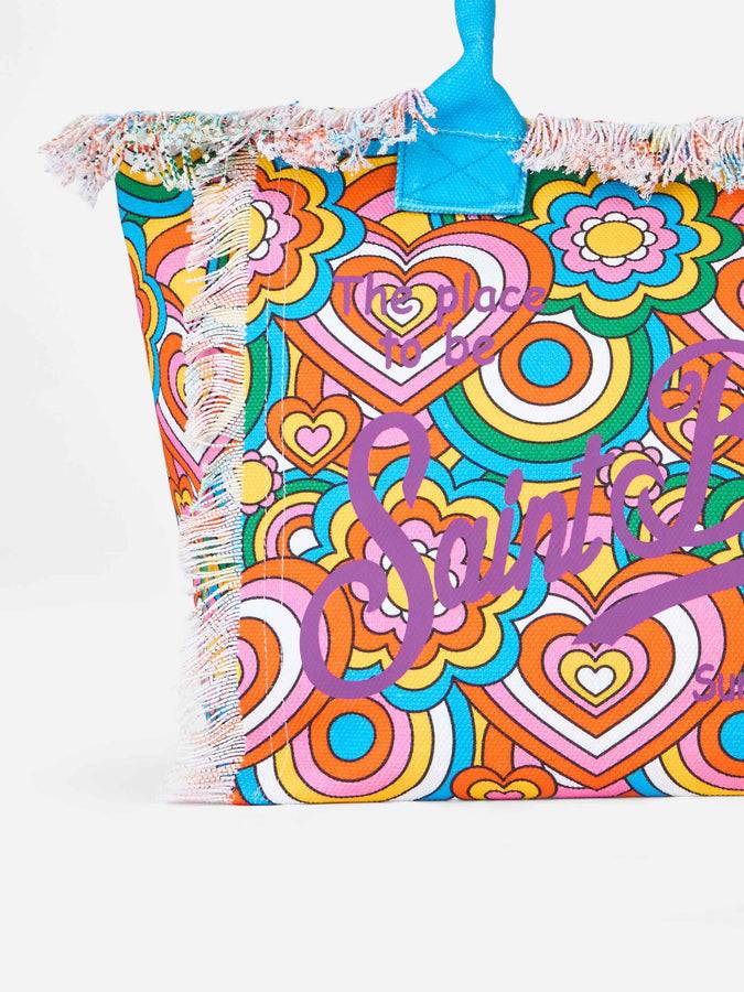 Mc2 Saint Barth Cotton canvas Vanity tote bag with groovy print Promozione