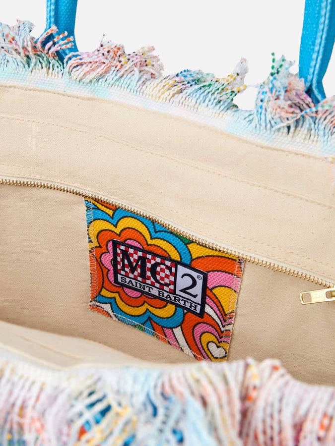 Mc2 Saint Barth Cotton canvas Vanity tote bag with groovy print Promozione