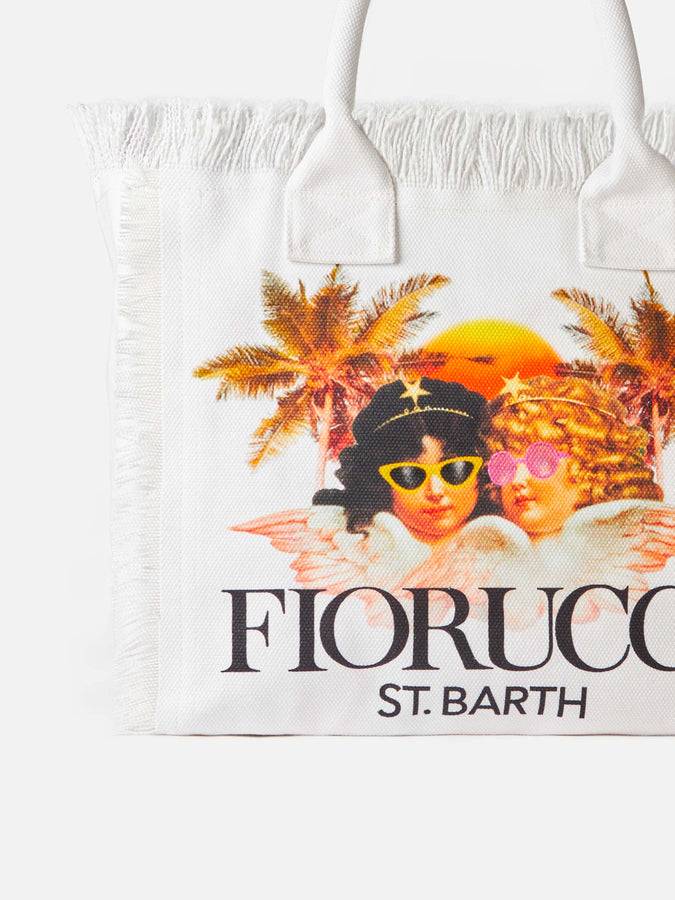 Mc2 Saint Barth Borsa a spalla Vanity in canvas bianco con stampa angeli Fiorucci | FIORUCCI SPECIAL EDITION Spedizione Gratuita