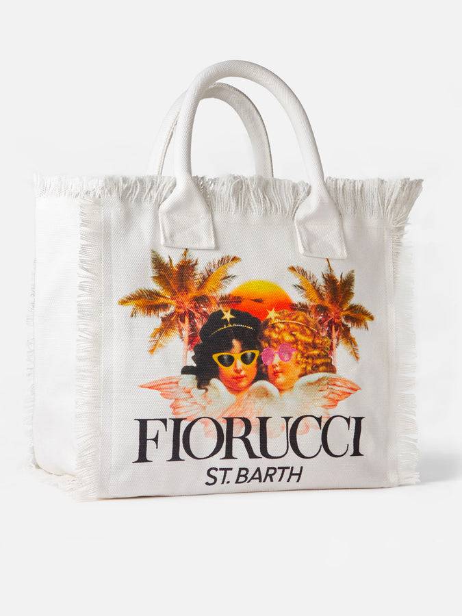 Mc2 Saint Barth Borsa a spalla Vanity in canvas bianco con stampa angeli Fiorucci | FIORUCCI SPECIAL EDITION Spedizione Gratuita