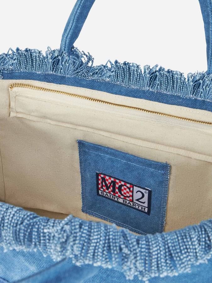 Mc2 Saint Barth Denim cotton canvas Vanity tote bag with logo bag Soddisfazione Garantita