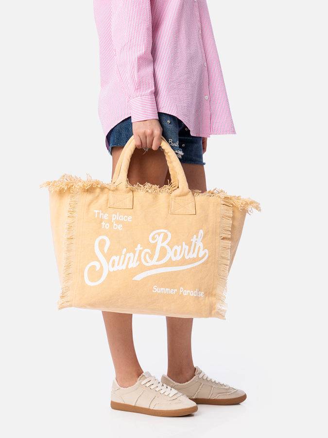 Mc2 Saint Barth Borsa tote Vanity in tela di cotone beige Consegna Veloce
