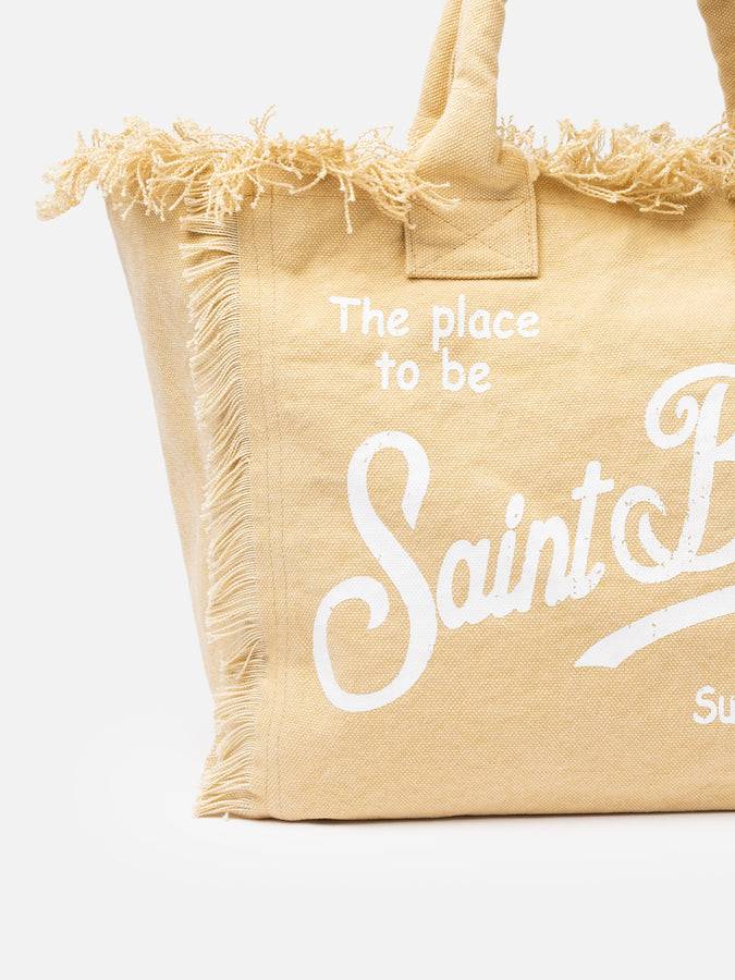 Mc2 Saint Barth Borsa tote Vanity in tela di cotone beige Consegna Veloce