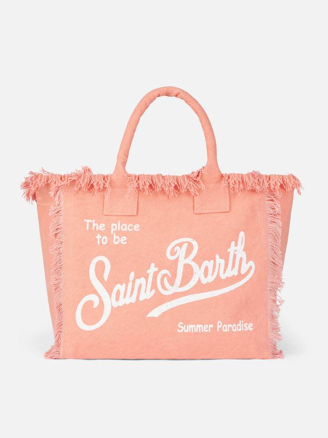 Mc2 Saint Barth Borsa tote Vanity in tela di cotone color pesca Promozione Limitata