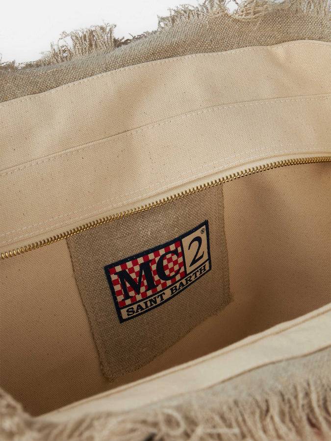 Mc2 Saint Barth Borsa tote Vanity in lino beige con ricamo Shopping Online