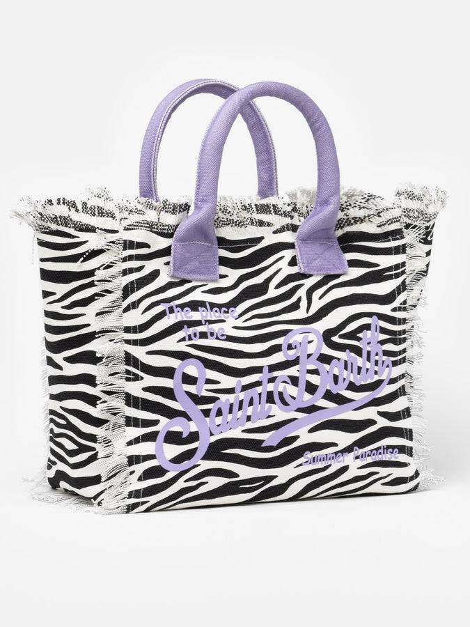 Mc2 Saint Barth Borsa tote Vanity in tela di cotone zebrata Sottocosto