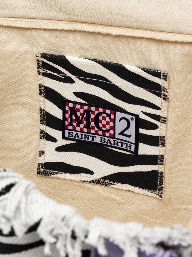 Mc2 Saint Barth Borsa tote Vanity in tela di cotone zebrata Sottocosto