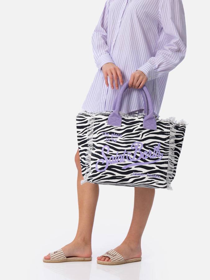 Mc2 Saint Barth Borsa tote Vanity in tela di cotone zebrata Sottocosto