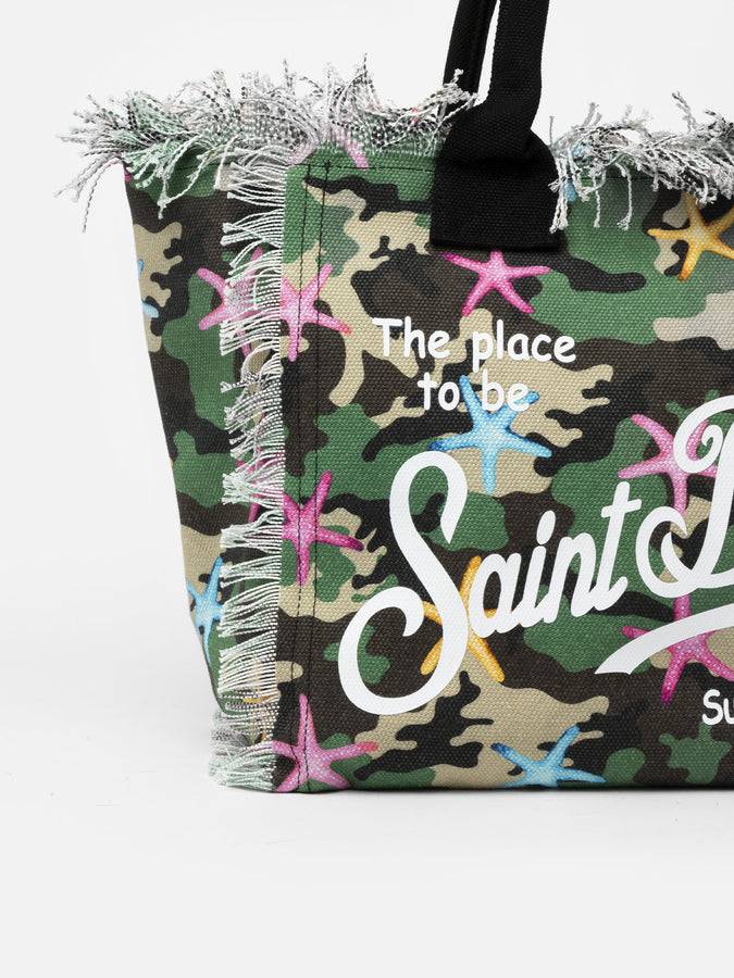 Mc2 Saint Barth Borsa tote Vanity in tela di cotone mimetico con stelle marine Offerta Giorno del Papà