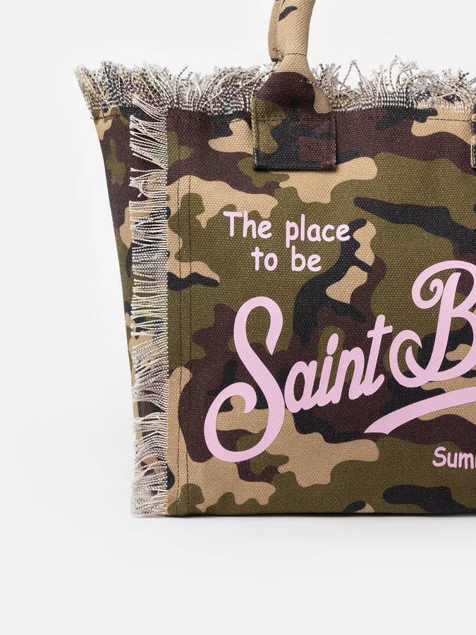 Mc2 Saint Barth Borsa tote Vanity in tela di cotone mimetico Offerta San Valentino