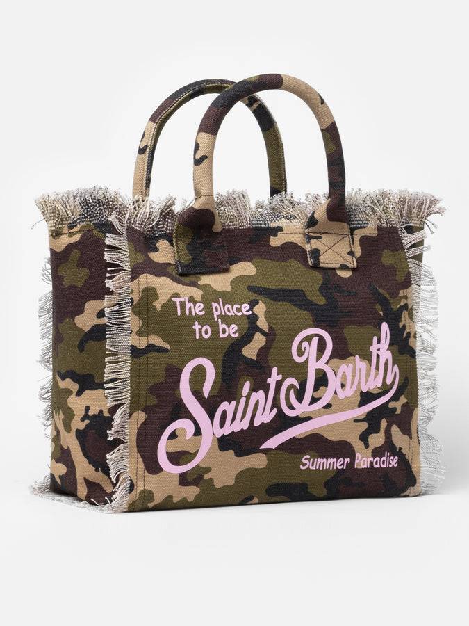 Mc2 Saint Barth Borsa tote Vanity in tela di cotone mimetico Offerta San Valentino