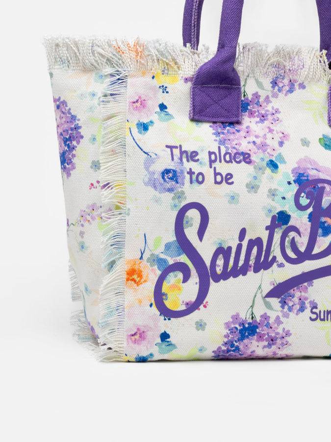 Mc2 Saint Barth Borsa tote Vanity in tela di cotone con fiori color acqua Presa