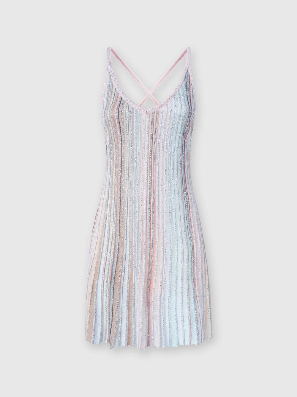 ﻿Missoni Mini-abito in maglia a righe verticali con paillettes Nuova
