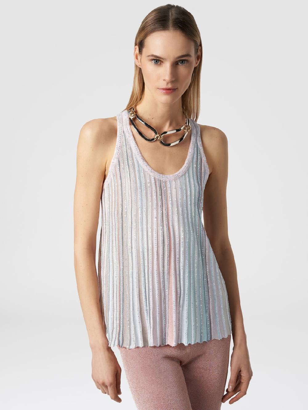 Missoni Canottiera in maglia a righe verticali con paillettes Moda