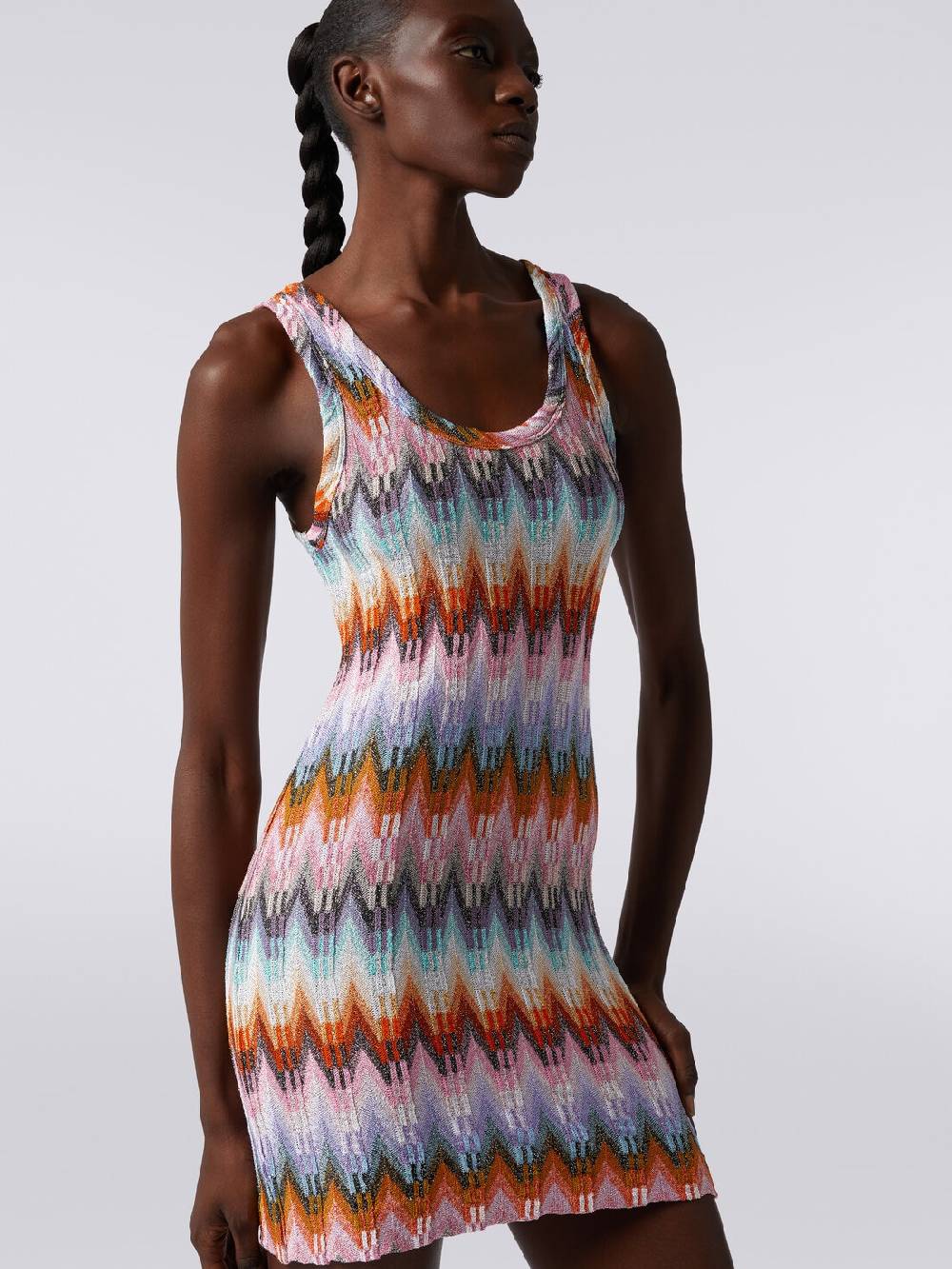 Missoni Mini-abito smanicato in viscosa zig zag con lurex 2025