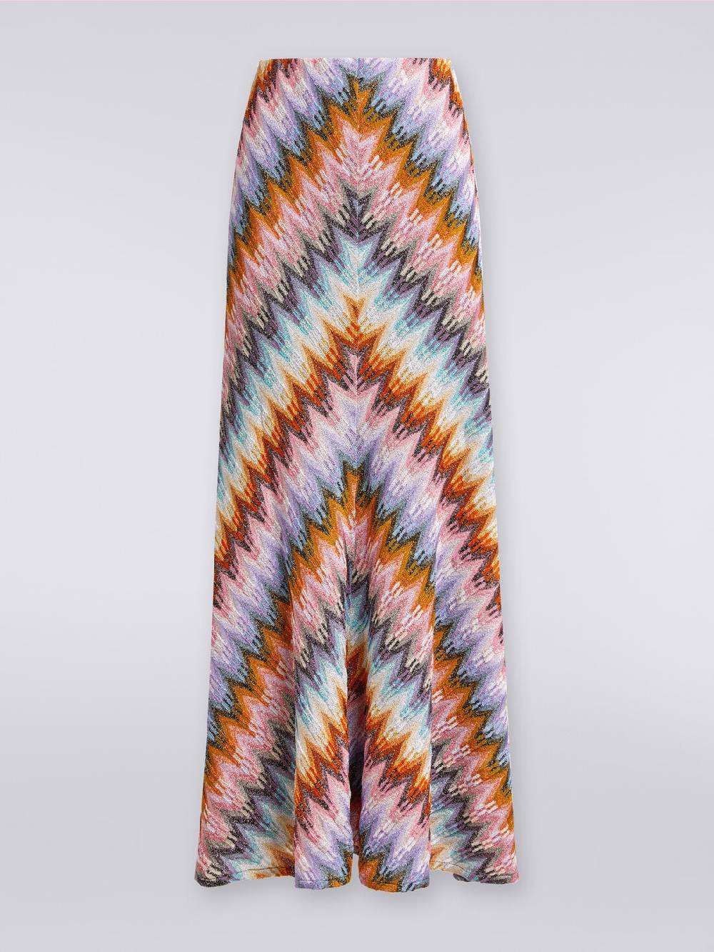 Missoni Gonna lunga svasata in viscosa zig zag con lurex Italy