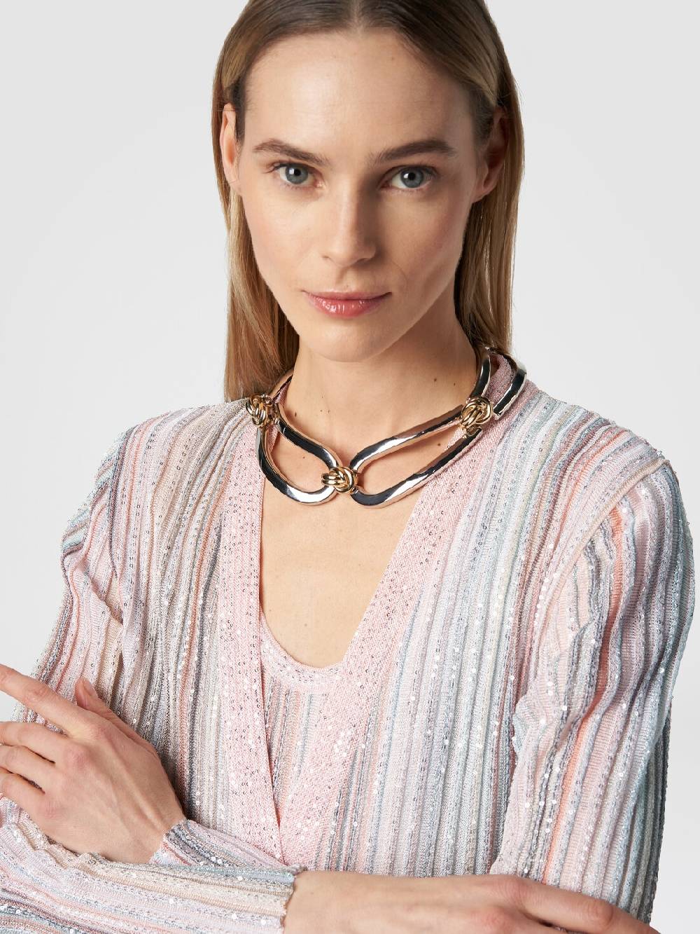Missoni Cardigan lungo in maglia con righe verticali e paillettes Italia