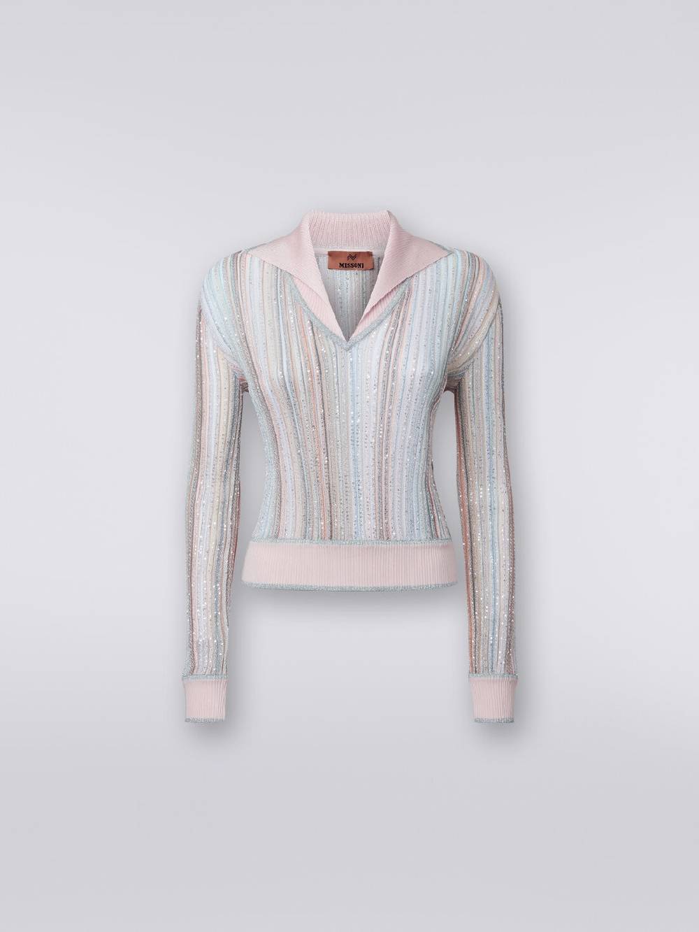 Missoni Top a maniche lunghe con righe verticali e paillettes 2025
